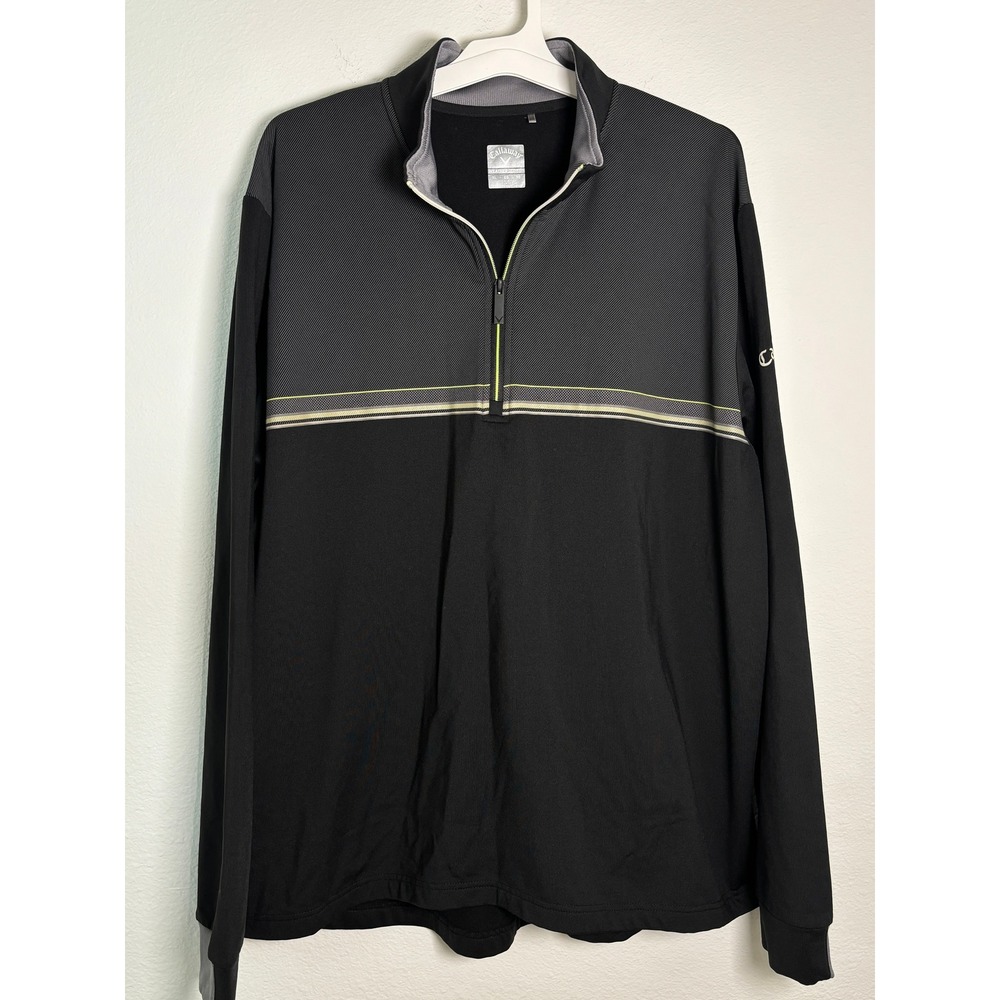 Callaway Weather Series Mens XL Quarter Zip Pullover Golf Jacket Black Grey